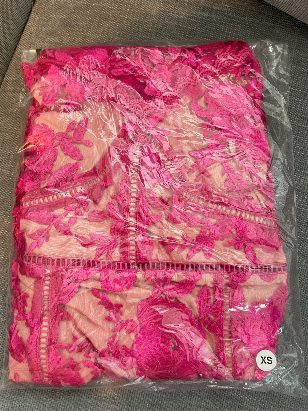 Just Me Hot Pink Floral Embroidered Midi Dress - Picture 4 of 5